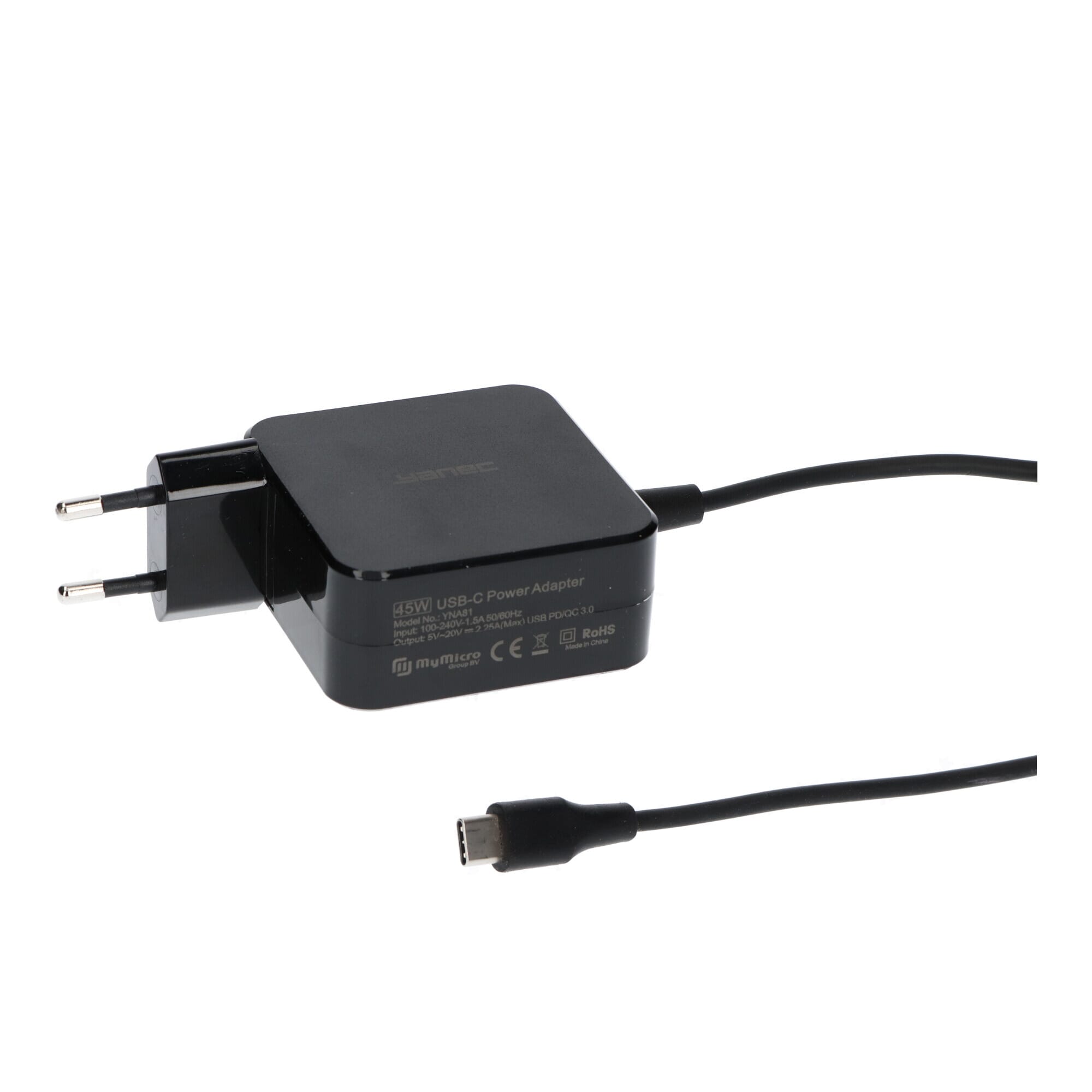 Yanec USB-C Wandladegerät 45W Schwarz