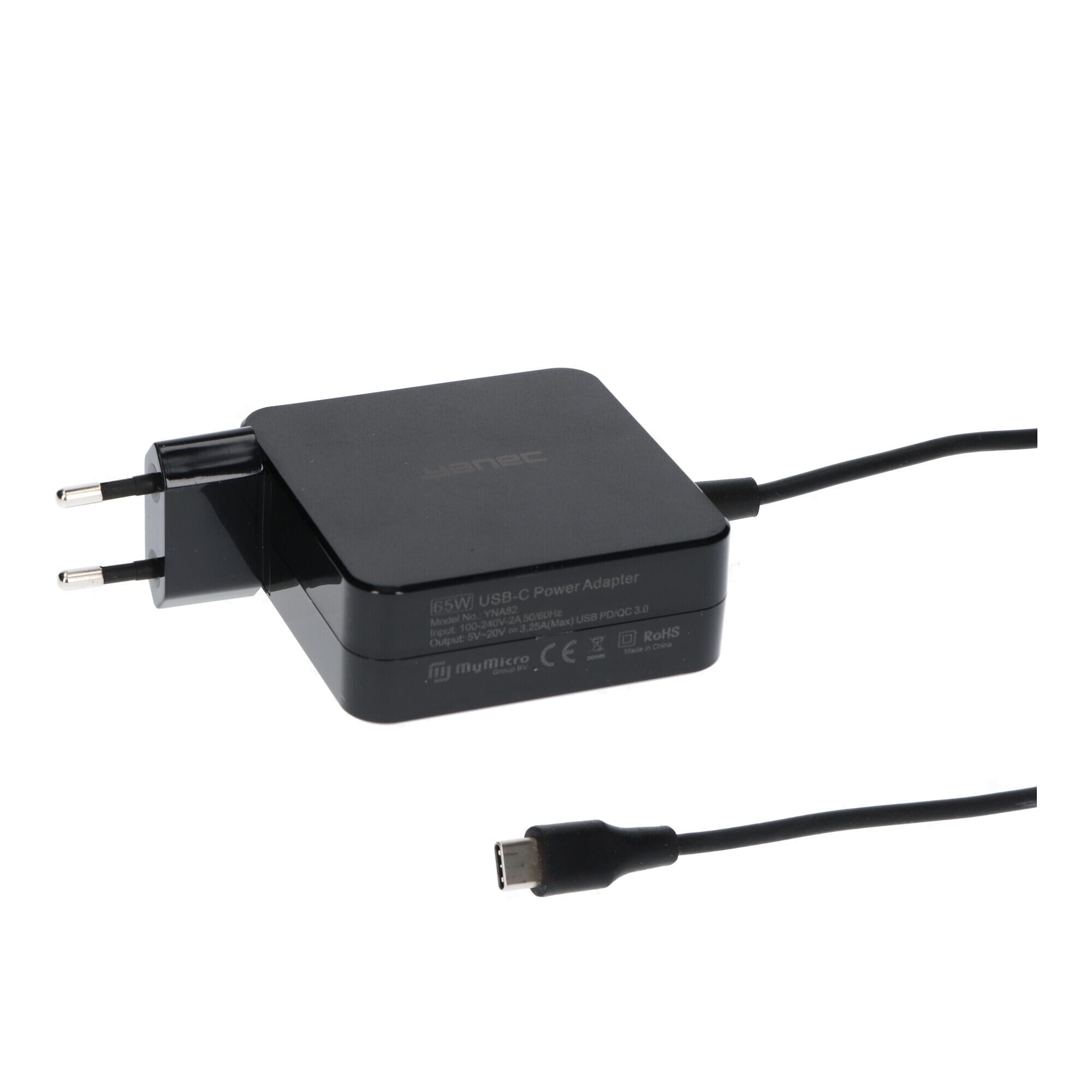 Yanec USB-C Wandladegerät 65W Schwarz