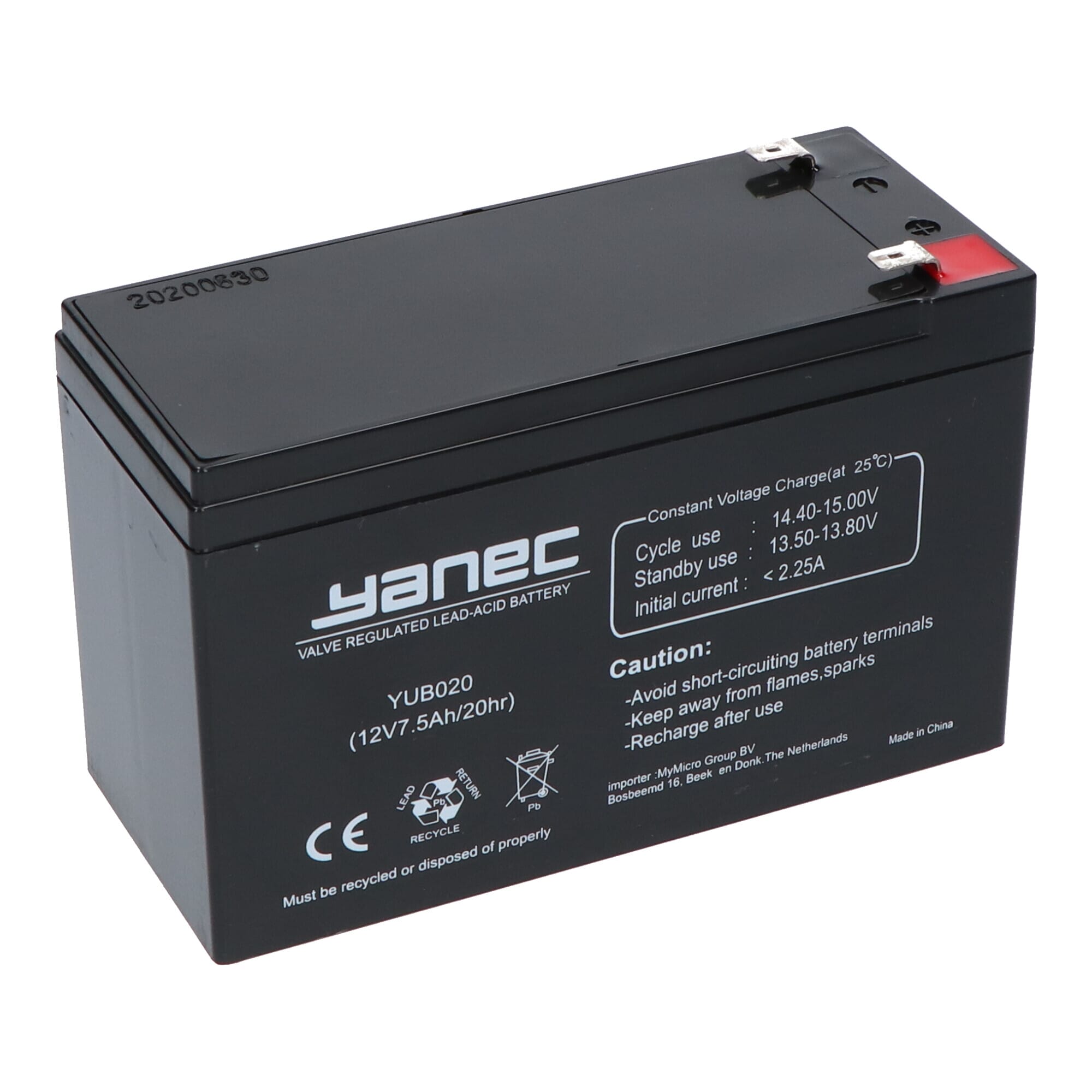 Yanec Bleiakku 12V 7.5 Ah (6.3mm)